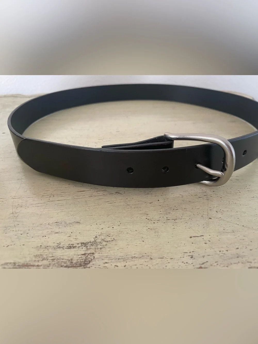 J. CREW Leather round buckle Jean belt in Vintage Black Size 36 NWD $69.50 CQ920